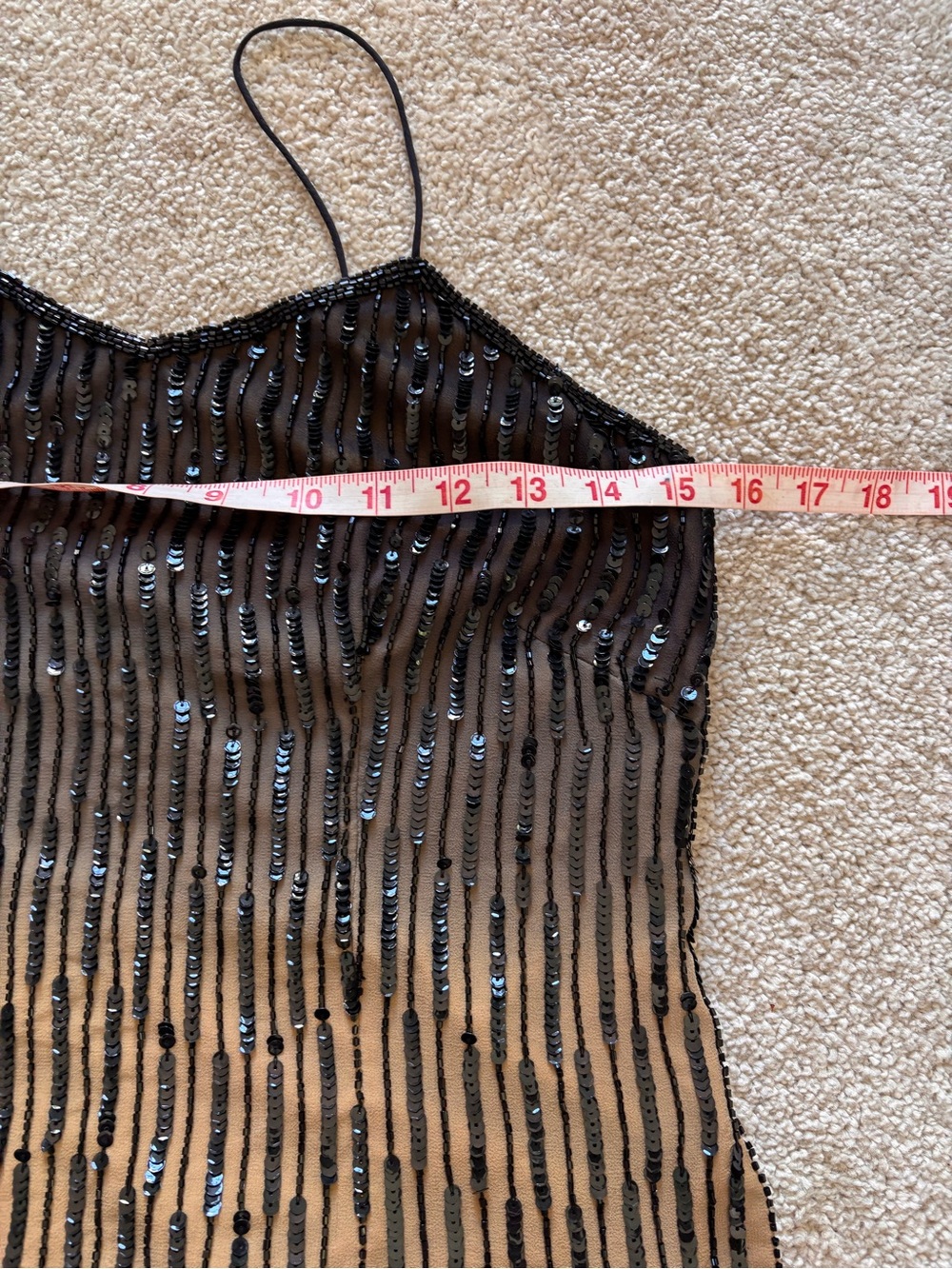 Cache 100% Silk Black Sequin Beaded Cami Tank Top Size S Evening Party - Picture 5 of 7